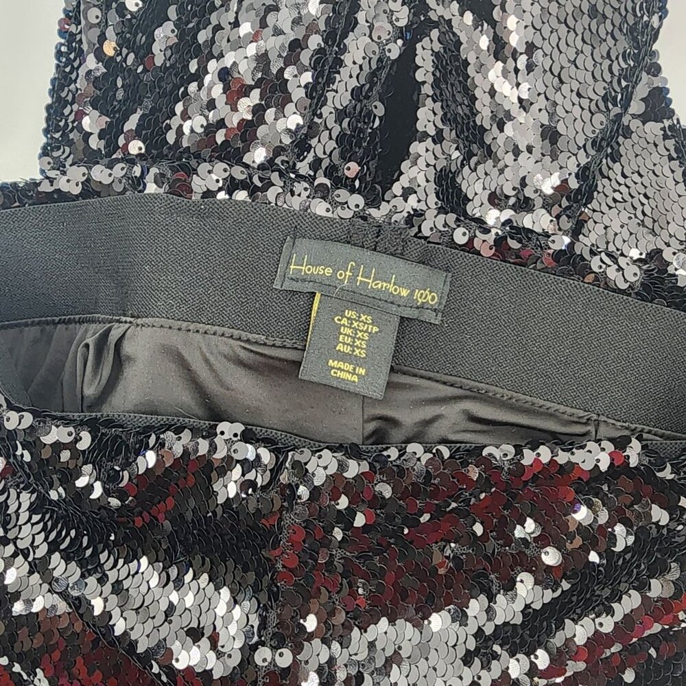 House of Harlow 1960 Women’s XS Black Sequin 2 Pc Halter Crop Top Pants Set New - Picture 12 of 14